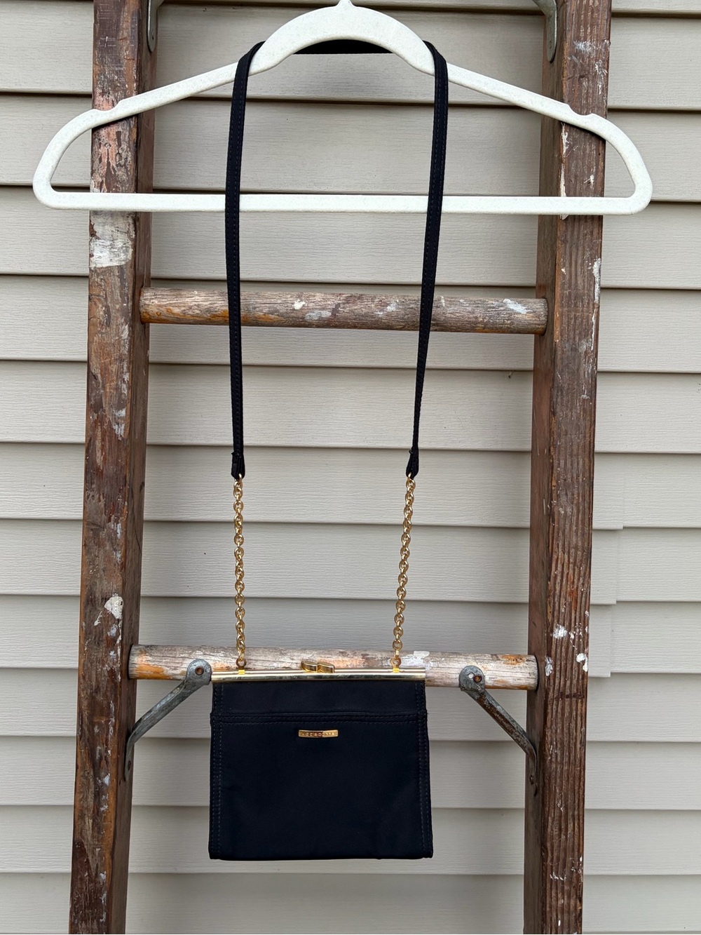 Liz Claiborne Vintage Black Crossbody Bag with Gold Chain